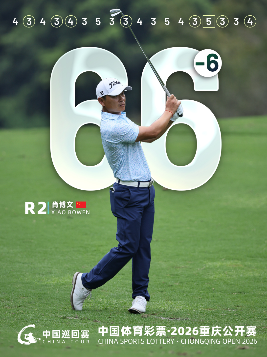 中国体育彩票·2026重庆公开赛次轮战罢，肖博文领跑积分榜